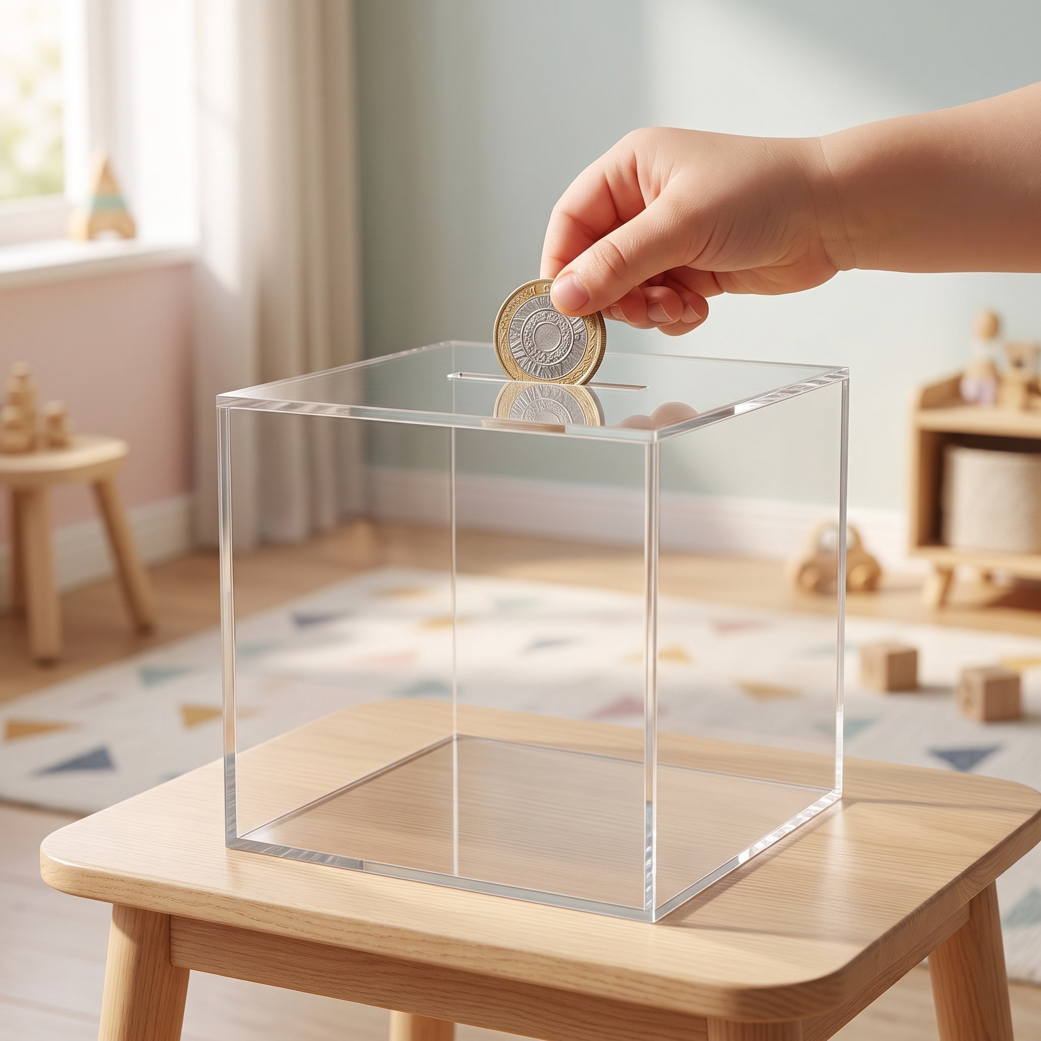 Kids Education Savings - Прозрачная акриловая кубическая копилка — креативный