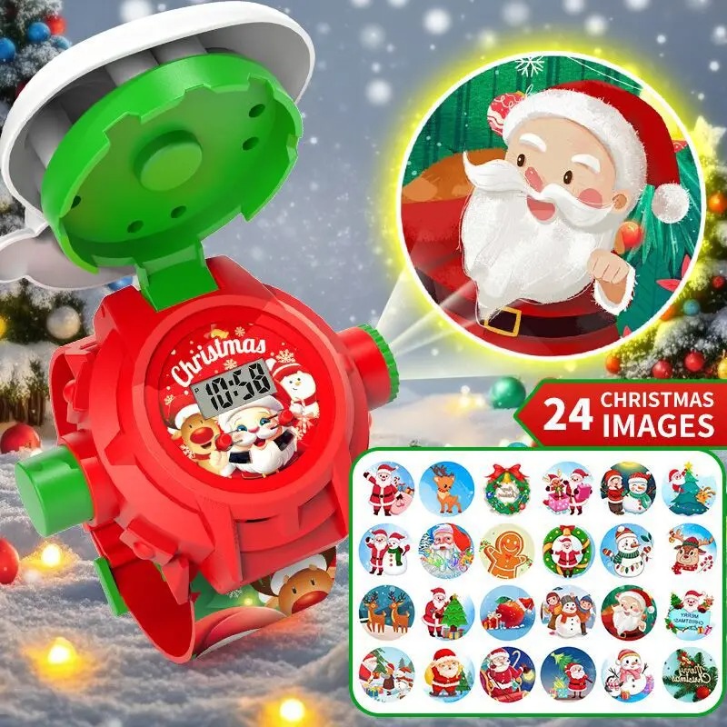 Kids Educational Watch - Детские рождественские часы-проектор, 24 узора, цифровые