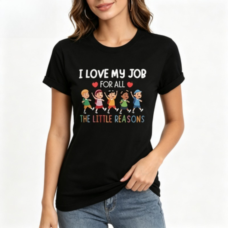 Kids Education Jobs - Женская облегающая футболка с круглым вырезом,